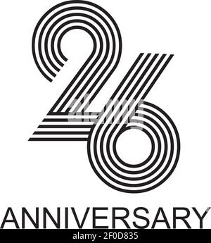 26th Jahre Jubiläum Logo Design Vorlage Stock Vektor
