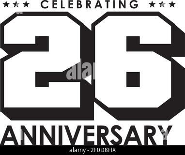 26th Jahre Jubiläum Logo Design Vorlage Stock Vektor