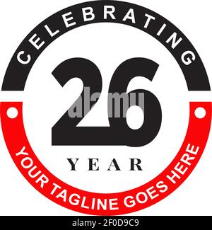 26th Jahre Jubiläum Logo Design Vorlage Stock Vektor