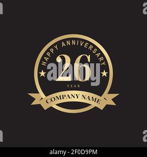 26th Jahre Jubiläum Logo Design Vorlage Stock Vektor