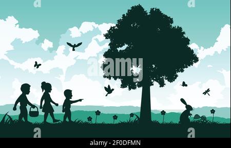 Schwarz und Farbe der Silhouette Design der Feiertag des Christentums Genannt ostern, Vektorgrafik Stock Vektor