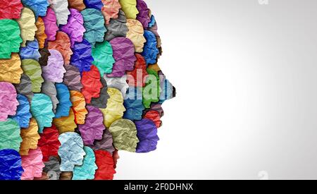 Schizophrenie Störung und psychiatrische Krankheit oder psychische Gesundheit als Psychiatrie und Psychologie Konzept für menschliche abnorme Persönlichkeit. Stockfoto