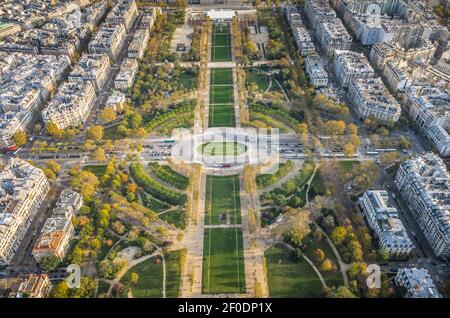Jardins du Trocadéro (Gärten des Trocadero) ist ein offener Raum in Paris, im 16th Arrondissement von Paris, begrenzt im Nordwesten durch Th Stockfoto