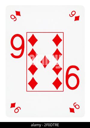 Neun der Diamanten Playing Card - isoliert auf weißem (clipping path enthalten) Stockfoto