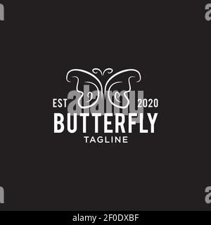 Einfache weiße Schmetterling Logo Design-Vorlage Stock Vektor