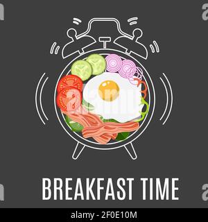 Spiegeleier, Speck, Tomate, Stock Vektor