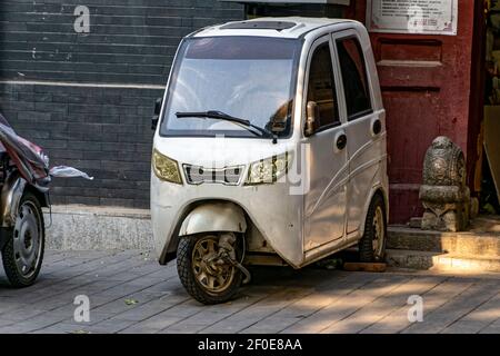 Peking, China. 2nd. Juni 2017. Dreirädrige Fahrzeug auf den Straßen von Peking, China. Stockfoto