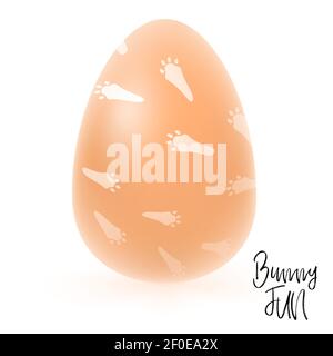 Osterei natürliche Farbe mit Hase Pfote Fußabdrücke isoliert auf Hintergrund, Urlaub Grußkarte. Vektorgrafik. Frohe Ostern Vektor Stock Vektor