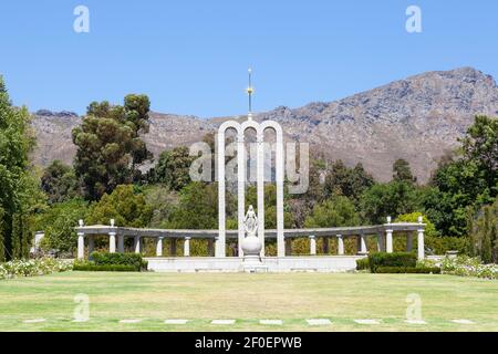 Hugenot Memorial gewidmet dem kulturellen Einfluss der französischen Hugenotten auf der Kapkolonie, Franschhoek, Western Cape Winelands, Südafrika Stockfoto