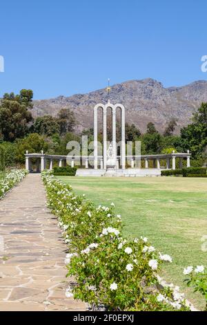 Hugenot Memorial gewidmet dem kulturellen Einfluss der französischen Hugenotten auf der Kapkolonie, Franschhoek, Western Cape Winelands, Südafrika Stockfoto