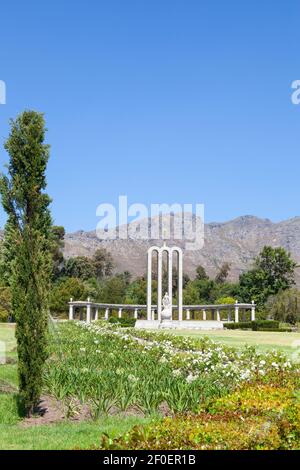 Hugenot Memorial gewidmet dem kulturellen Einfluss der französischen Hugenotten auf der Kapkolonie, Franschhoek, Western Cape Winelands, Südafrika Stockfoto