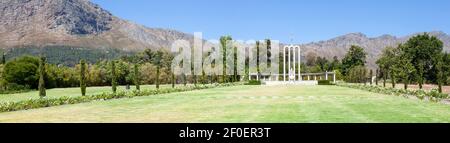 Hugenot Memorial gewidmet dem kulturellen Einfluss der französischen Hugenotten auf der Kapkolonie, Franschhoek, Western Cape Winelands, Südafrika Stockfoto