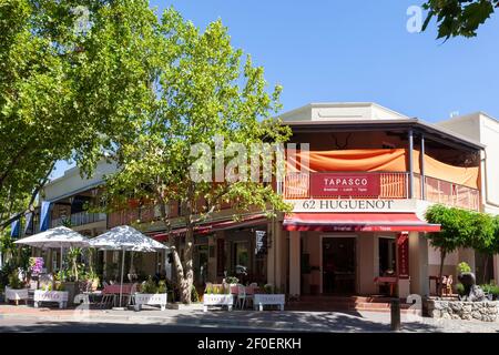 Tapasco Restaurant, Huguenot Street, Franschhoek, Western Cape Winelands, Western Cape, Südafrika Stockfoto