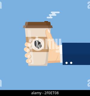 Geschäftsmann Hand Hält Heißen Kaffee Stock Vektor