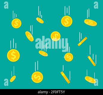 Fallende Goldmünzen. Stock Vektor