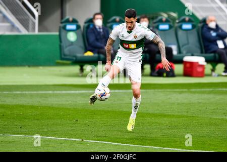 ELX, SPANIEN - MÄRZ 6: Tete Morente von Elche CF beim La Liga Santander Spiel zwischen Elche CF und Sevilla FC im Estadio Manuel Mart’Nez Valero on Stockfoto