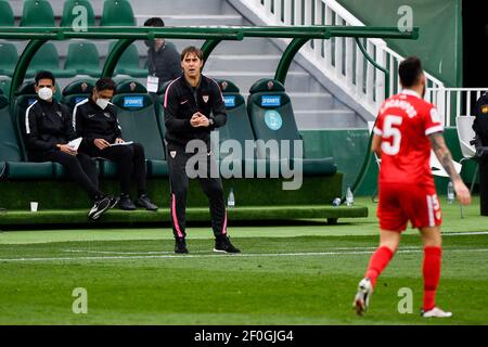 ELX, SPANIEN - 6. MÄRZ: Trainer Julen Lopetegui vom FC Sevilla beim La Liga Santander Spiel zwischen Elche CF und Sevilla FC im Estadio Manuel Mart’ne Stockfoto