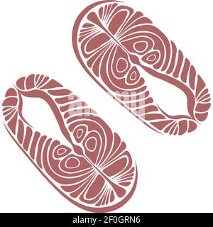 Abstrakt Cartoon Meeresfrüchte Illustration von zwei isolierten Lachs Fischfilets Stock Vektor