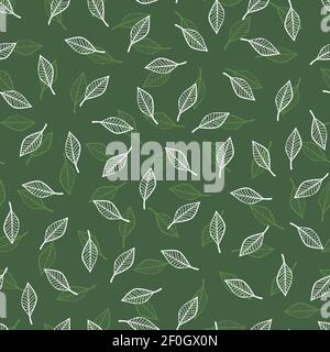 Vektor monochrom grün nahtlose Muster mit verstreuten Blatt. Perfekt für Stoff-, Scrapbooking- und Tapetenprojekte. Stock Vektor