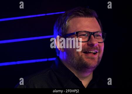 James Wade am dritten Tag des Ladbrokes UK Open 2021 Turniers in der Marshall Arena, Milton Keynes. Bilddatum: Sonntag, 7. März 2021. Stockfoto