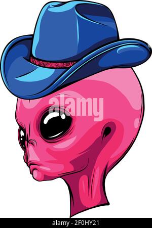 Alien rosa Kopf mit Hut Vektor Illustration Design Stock Vektor