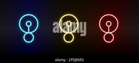 Aus-Zustand, Neon-Symbol aktivieren. Satz von roten, blauen, gelben Neon-Vektor-Symbol Stock Vektor