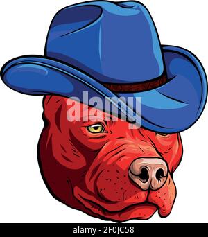 Kopf Pitbull mit Fedora Hut Vektor Illustration Stock Vektor