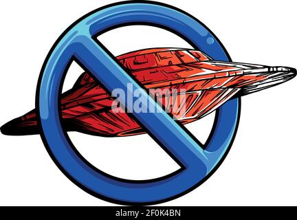 Raumschiff mit Symbol der Ban Vektor Illustration Stock Vektor