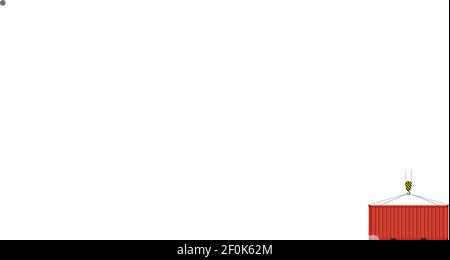 Der Kranhaken hebt den Metallbehälter an. Stock Vektor