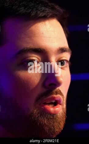 Luke Humphries am dritten Tag des Ladbrokes UK Open 2021 Turniers in der Marshall Arena, Milton Keynes. Bilddatum: Sonntag, 7. März 2021. Stockfoto