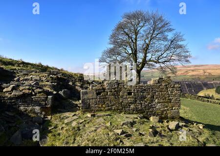 Ruinen von New House Farm in Ripponden Stockfoto