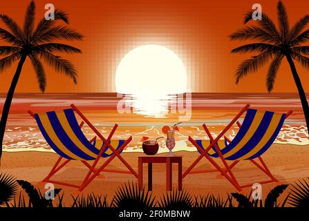 Silhouette Palme am Strand Stock Vektor