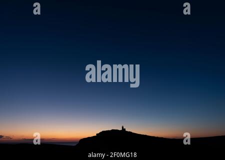 Belle Tout Leuchtturm bei Sonnenuntergang an den South Downs in East Sussex, England, Großbritannien. Stockfoto