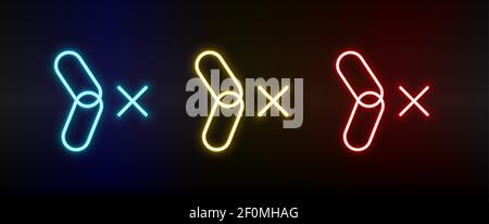 Break, Connection, Link Neon Icon Set. Satz von roten, blauen, gelben Neon-Vektor-Symbol Stock Vektor