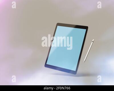 Modell eines Tablet-Computers mit Stylus Stockfoto