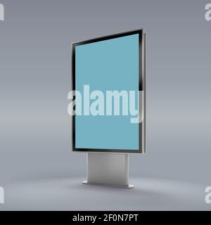 Schwarzer vertikaler gedrehtes Monitor-Modell mit grauem Hintergrund. Stockfoto