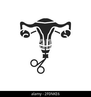 Schwarzes Symbol für die zervikale Biopsie-Glyphe. Untersuchung des weiblichen Fortpflanzungssystems. Registrieren Sie sich für Webseite, mobile App, Schaltfläche, Logo Stock Vektor
