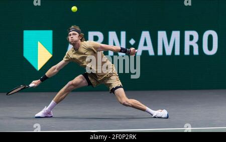 Rotterdam, Niederlande, 7. märz 2021, ABNAMRO World Tennis Tournament, Ahoy, Finale: Andrey Rublev (RUS). Foto: www.tennisimages.com/henkkoster Stockfoto