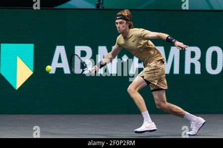 Rotterdam, Niederlande, 7. märz 2021, ABNAMRO World Tennis Tournament, Ahoy, Finale: Andrey Rublev (RUS). Foto: www.tennisimages.com/henkkoster Stockfoto