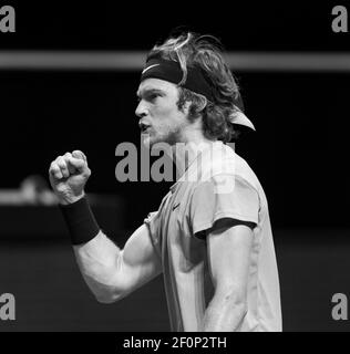 Rotterdam, Niederlande, 7. märz 2021, ABNAMRO World Tennis Tournament, Ahoy, Finale: Andrey Rublev (RUS). Foto: www.tennisimages.com/henkkoster Stockfoto