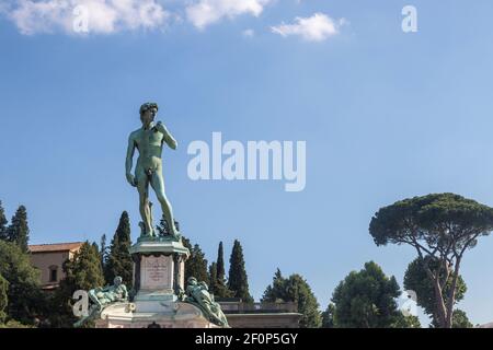 Statue von David, Piazza Michelangelo in Florenz, Italien Stockfoto