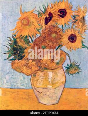 VINCENT van GOGH (1853-1890) Niederländischer Maler. Indiziert als F375 - eine von mehreren Versionen seiner Sonnenblumen Stockfoto