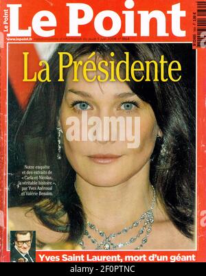 Carla Bruni, französische 'Presidente', Titelseite von Le Point, Frankreich, 2008 Stockfoto