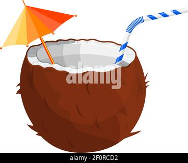 Halb Kokosnuss auf weiß. Stock Vektor