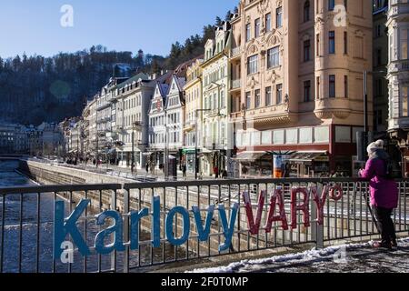 Historische Altstadt von Karlsbad, Karlsbad, Karlsbad, Tepla, Böhmen, Tschechische Republik Stockfoto