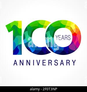 100th Jahreszahlen. 100 Jahre altes Logo. Helle Gratzen. Isolierte abstrakte Grafik-Design-Vorlage. Creative 1, 0 Zeichen 3D Stellen. 100 Perce Stock Vektor
