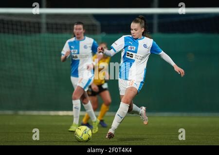 Niederhasli, Zürich. März 2021, 06th. 6th. März 2021, Niederhasli, GC/Campus, AXA Women's Super League: Grasshopper Club Zürich - BSC YB Women, # 15 Ella Ljustina (GC) in Aktion, am Ball (Schweiz/Kroatien OUT) Quelle: SPP Sport Pressefoto. /Alamy Live Nachrichten Stockfoto