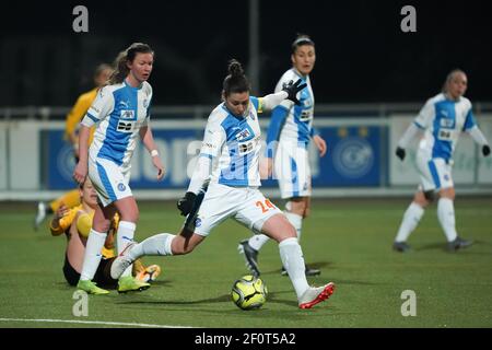 Niederhasli, Zürich. März 2021, 06th. 6th. März 2021, Niederhasli, GC/Campus, AXA Women's Super League: Grasshopper Club Zürich - BSC YB Women, Captain # 24 Laura Walker (GC) in Aktion, am Ball (Schweiz/Kroatien OUT) Credit: SPP Sport Pressefoto. /Alamy Live Nachrichten Stockfoto
