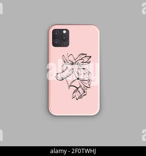 Case für Smartphone.Vector isoliert. Smartphone-Case mit Blumen Stock Vektor