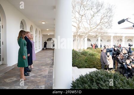 Präsident Donald Trump und First Lady Melania Trump heißen am Donnerstag, den 7 2019. März, die Ministerpräsidentin der Tschechischen Republik und Frau Monika BabiÅ¡ovÃ¡ im Weißen Haus willkommen Stockfoto